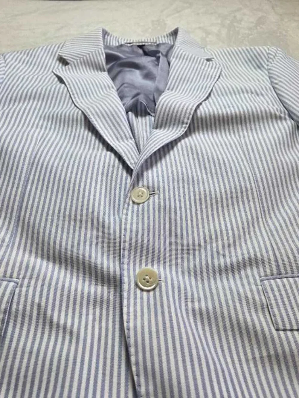 New 42R J.Crew Crosby classic-fit suit jacket in Portuguese cotton oxford stripe
